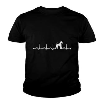 Airedale Terrier Herzschlag Ekg Airedale Terrier Hundemama Langarm Youth T-shirt | Mazezy