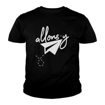 Allons Y French Let's Go Paper Plane Youth T-shirt | Mazezy