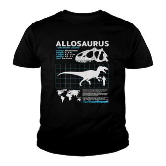 Allosaurus Fact Sheet Allosaurus Dino Youth T-shirt | Mazezy