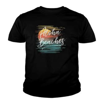 Aloha Beaches Retro Style Colorful Funny Beach Vacation Youth T-shirt | Mazezy
