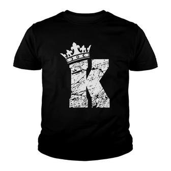 Alphabet Initial Letter K And King Queen Crown Tee Youth T-shirt | Mazezy