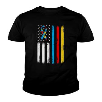 America Flag Autism Parents Autistic Child Awareness Gift Youth T-shirt | Mazezy