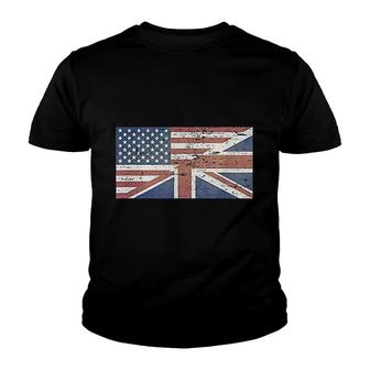 America Usa Uk Union Jack Flag United States Kingdom Britain Youth T-shirt | Mazezy