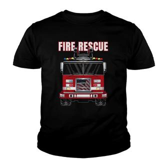 American Fire Rescue Firefighter Department Truck Fireman Youth T-shirt | Mazezy