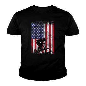 American Flag Bmx Biker Bicycle Racing Cycling Biking Gift Youth T-shirt | Mazezy