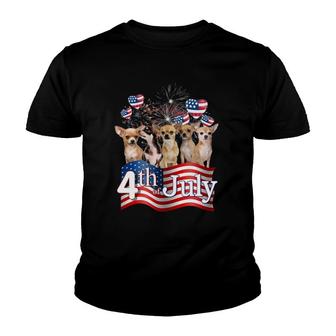 American Flag Chihuahua Dog 4Th Of July Patriotic Usa Funny Youth T-shirt | Mazezy UK