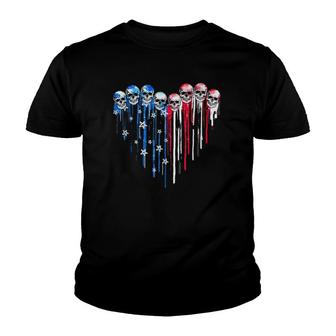 American Flag Heart Skull 4Th Of July 2021 Skull Lover Youth T-shirt | Mazezy