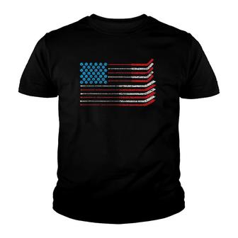 American Flag Patriotic 4Th Of July Hockey Youth T-shirt - Thegiftio UK