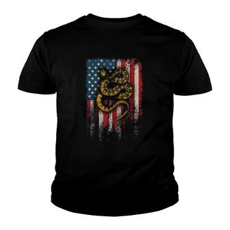 American Flag With Rattlesnake Youth T-shirt | Mazezy