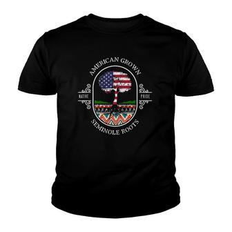 American Grown With Seminole Tribe Roots Native Indian Pride Youth T-shirt | Mazezy