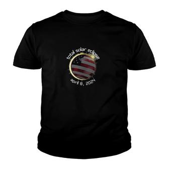 American Totality Solar Lunar Eclipse April 8 2024 Ver2 Youth T-shirt | Mazezy