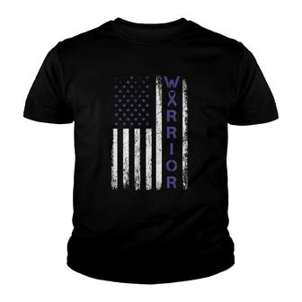 American Usa Flag Warrior - Crohns Disease Awareness Youth T-shirt | Mazezy