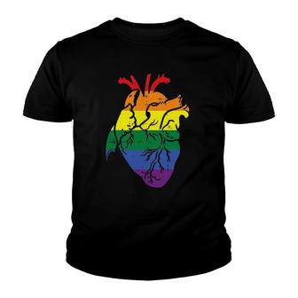 Anatomical Rainbow Heart Gay Pride Flag Lgbt Nurse Rn Gift Youth T-shirt | Mazezy