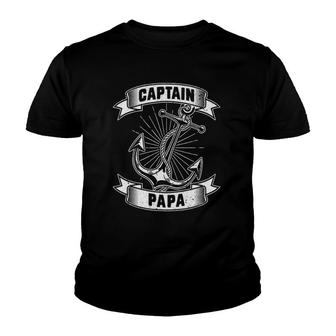 Anchor Papa Sailor Fathers Day Gift Sailing Youth T-shirt | Mazezy