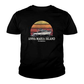 Anna Maria Island Fl Vintage Boating 70S Retro Boat Design Youth T-shirt - Thegiftio UK