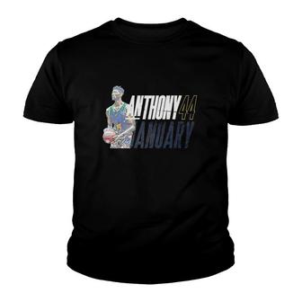 Anthony January 44 Basketball Gameday Youth T-shirt | Mazezy