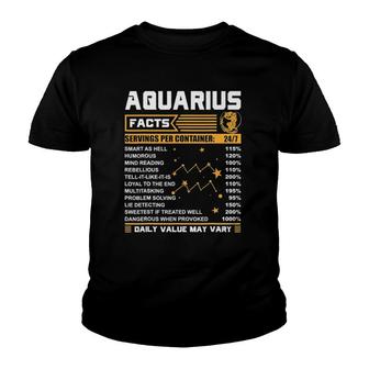 Aquarius Facts Zodiac Funny Aquarius Birthday Youth T-shirt | Mazezy