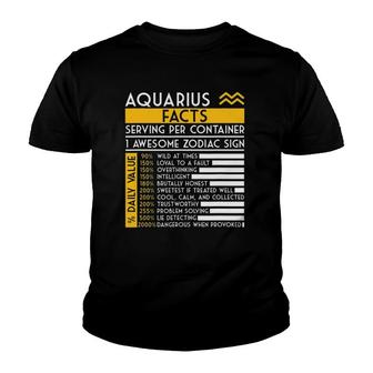 Aquarius Facts Zodiac Horoscope Funny Astrology Star Sign Youth T-shirt | Mazezy