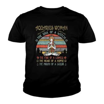 Aquarius Woman The Soul Of A Witch Vintage Birthday Youth T-shirt | Mazezy