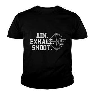 Archery   Aim Exhale Shoot Bow Hunting Archer Gift Youth T-shirt