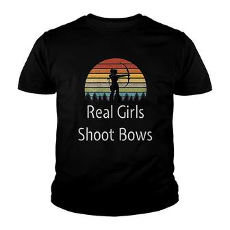 Archery Real Girls Shoot Bows Hunting Woman Gift Retro Youth T-shirt - Thegiftio UK