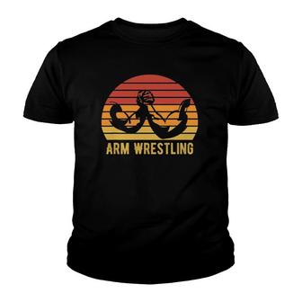 Arm Wrestling Retro Vintage Arm Wrestling Game Lovers Youth T-shirt | Mazezy
