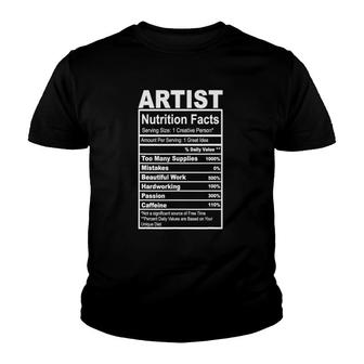 Artist Nutrition Facts Art Lover Youth T-shirt | Mazezy