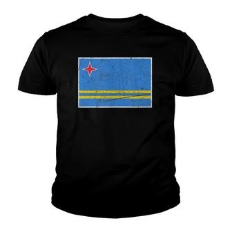 Aruba Flag With Vintage Aruban National Colors Youth T-shirt | Mazezy