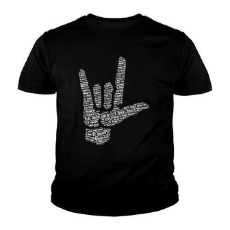 Asl Sign I Love You In 40 Different Languages Asl Youth T-shirt | Mazezy