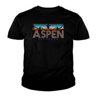 Aspen Colorado Ski Vintage Souvenir Mountain Skiing Gift Youth T-shirt | Mazezy
