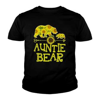Auntie Bear Sunflower Funny Mother Father Gift Youth T-shirt | Mazezy