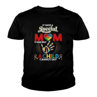 Autism Awareness Special Mom To Hear What A Child Cant Puzzle Youth T-shirt | Mazezy