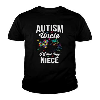 Autism Uncle I Love My Niece Puzzle Butterfly Youth T-shirt | Mazezy