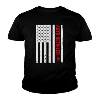 Auto Detailer Usa Flag Car Detailing Youth T-shirt | Mazezy