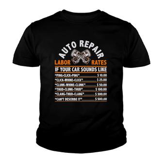 Auto Repair Labor Rates Funny Gift For Garage Car Mechanic Youth T-shirt | Mazezy