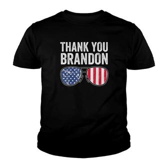 Aviator Sunglasses American Flag Patriotic Thank You Brandon Tee Youth T-shirt | Mazezy