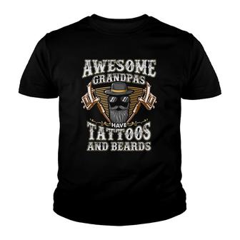 Awesome Grandpas Have Tattoos & Beards Gift Youth T-shirt - Thegiftio UK