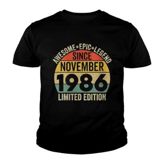 Awesome Legend Since November 1986 35Th Birthday 35 Years Youth T-shirt | Mazezy