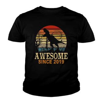 Awesome Since 2019 Dinosaur 2 Years Old 2Nd Birthday Youth T-shirt | Mazezy