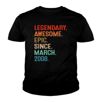 Awesome Since March 2008 14Th Birthday Gift 14 Years Old Youth T-shirt | Mazezy