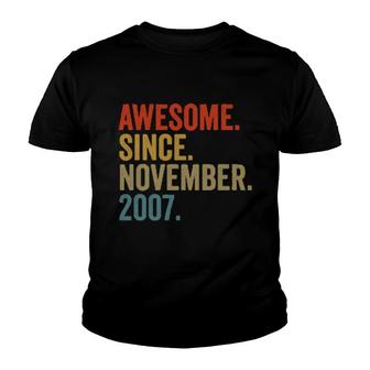 Awesome Since November 2007 15Th Birthday Vintage Retro Youth T-shirt | Mazezy