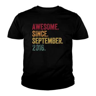 Awesome Since September 2016 5Th Birthday Gift 5 Years Old Youth T-shirt | Mazezy
