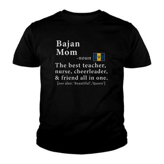 Bajan Mom Definition Tee Barbados Flag Mother's Day Youth T-shirt | Mazezy