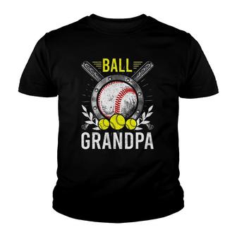 Ball Grandpa Baseball Lover Grandpa Father's Day Youth T-shirt | Mazezy