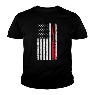 Barbecue For Men Dad Patriotic American Flag Bbq Tools Youth T-shirt | Mazezy