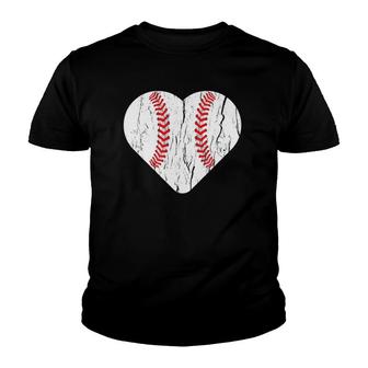Baseball Heart Vintage Valentine's Day Gift For Baseball Lover Youth T-shirt | Mazezy