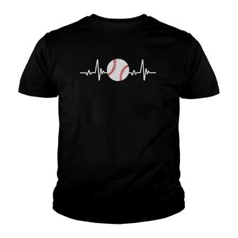Baseball Lover Heartbeat Vintage Retro Baseball Player Youth T-shirt | Mazezy UK