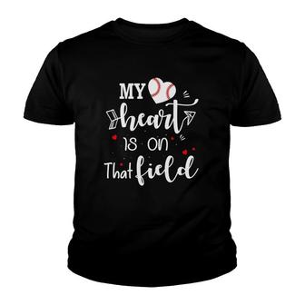 Baseball Mom My Heart Is On That Field Youth T-shirt | Mazezy