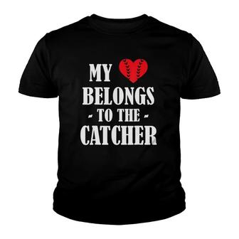 Baseball Softball Catcher Mom Dad Love Catcher Youth T-shirt | Mazezy