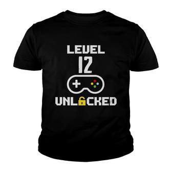 Basic Level Unlock 12 12Th Birthday Gamer Youth T-shirt - Seseable